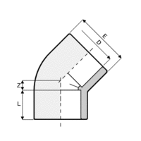 Vinkel 45° PVC inv limn