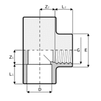 T-rör PVC inv limn/inv gänga/inv limn